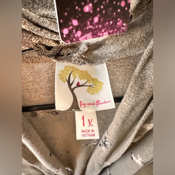 #1 Women's fig and flower Cardigan in 1X. - Picture 4 of 4